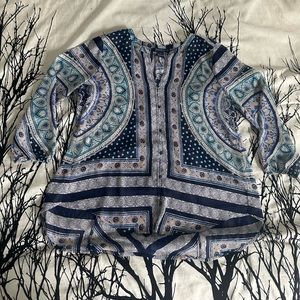 COPY - Lucky Brand sheer boho bottom down high-low blouse, size small, EUC